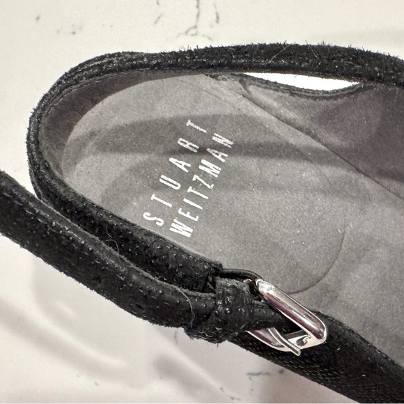 Stuart Weitzman Black Genuine Suede Slingback Sandals with Silver Accents NWOT - Picture 8 of 8